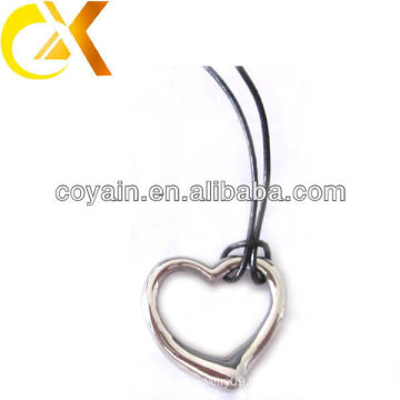 Women leather chain stainless steel hollow heart pendant necklace